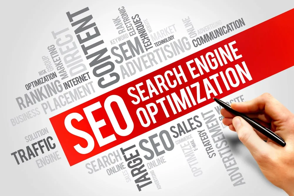 SEO word cloud with search engine optimization terms